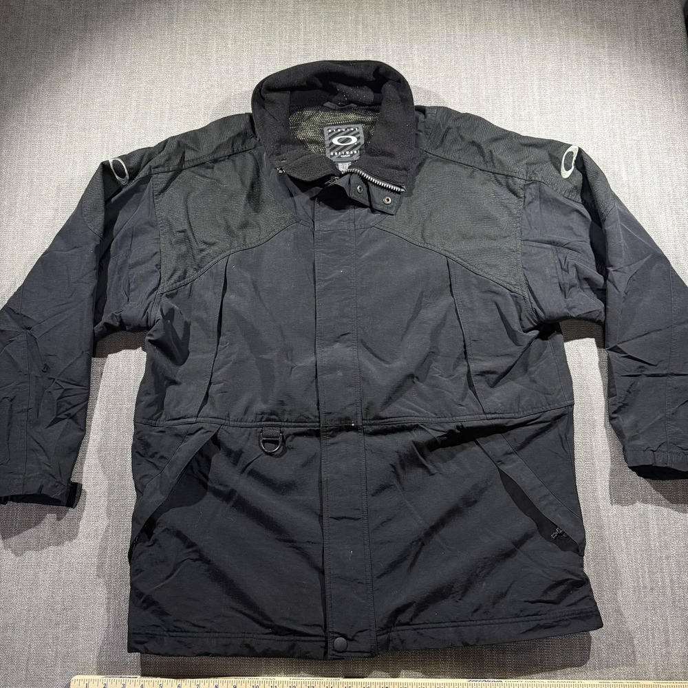 Oakley‎ Software Jacket Mens 2XL Black Nylon Ski Parka Full Zip Pockets Vintage